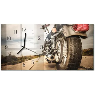 WANDUHR aus Glas 60x30 cm - Motorrad
