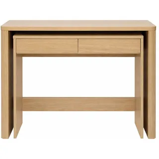 Konsolentisch als Beistellbüro mit Schubladen in heller Eichenholzoptik L110 cm ENOLA
