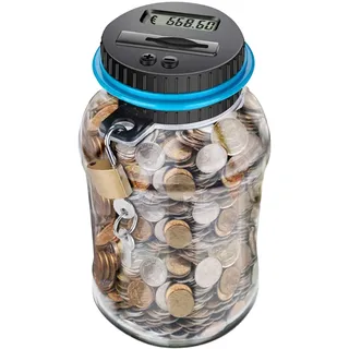 Roadoor Großes Sparschwein für Erwachsene und Kinder, Digitale Münzbank mit 2,5 l Fassungsvermögen, Spardose mit LCD-Zähldisplay, Bank für EU-UK-US-Münzen Euro