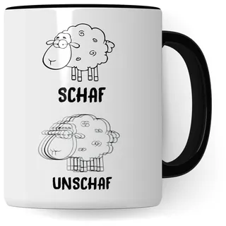 Kaffeetasse mit Spruch: Schaf Unschaf Tasse Büro lustig Becher Witz Schafe Zeichnung Wortspiel Arbeit Geburtstag Geburtstagsgeschenk Weihnachten Humor Kaffeebecher Geschenkidee