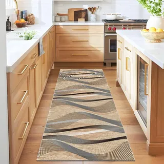 Qemgrste Teppich Läufer für Küche, Flur & Wohnraum 120 x 200 cm Teppichläufer auf Maß - Meterware - Flurteppich - Küchenläufer - Wohnzimmer Teppich - Kurzflor Teppich Läufer Flur für Eingangsbereich