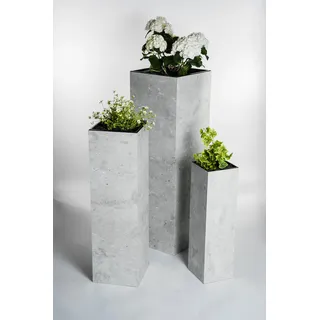 STEMA Seyfried Pflanzkübel groß außen – Blumensäule Outdoor mit integriertem Blumentopf – Pflanzsäule wetterfest – 3 Größen & 4 Farben – Für Terrasse, Garten, Balkon & Haustür (Beton, Klein)