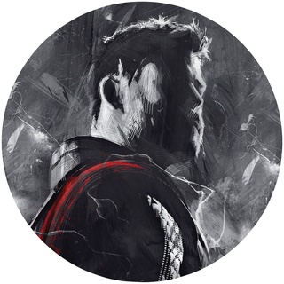 KOMAR Fototapete "Avengers Painting Thor" Tapeten 125x125 cm (Breite x Höhe), rund und selbstklebend Gr. B/L: 125 m x 125 m, Rollen: 1 St., bunt (rot, grau, weiß, schwarz) Fototapeten Comic