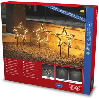 Konstsmide LED Metallsterne 3er Set Metall 240 Dioden 30V Außen (IP44) schwarz