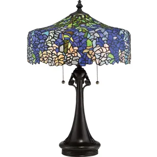 Elstead Lighting Tischlampe Tiffany-Glas Blau