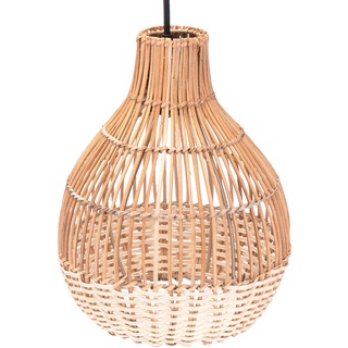 Decorasian Boho Lampenschirm aus Rattan – Korb Lampenschirm für Pendelleuchte mit E27 Lampenfassung – Korb Lampe - 2-farbig