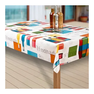 laro Tischdecke Wachstuch-Tischdecken Abwaschbar Party. rot/blau rechteckig bunt 160 cm x 118 cm