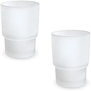 Foonary Zahnputzbecher Set mit 2 Stück, Mattes Glas Zahnbecher, Mattes Design Mundspülbecher,Ersatz für Wandmontierte Zahnputzbecher Halter, Modernes Badezimmer Zubehör für Bad