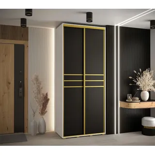 Kleiderschrank YVONA 10 - 100/45 cm, weiß/schwarz/gold - Weiß/Schwarz/Gold