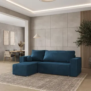 masseno Ecksofa RAVELO mit Schlaffunktion L-Form, Sofa mit Bettkasten, Wohnzimmersofa, Couch, Soffa, Bettsofa, Couchgarnitur- Blau, MONOLITH 77 - Blau