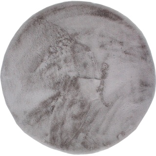Fellteppich Roger, Dekowe, rund, Höhe: 20 mm, Kunstfell, Kaninchenfell-Haptik, ein echter Kuschelteppich silberfarben Ø 80 cm x 20 mm