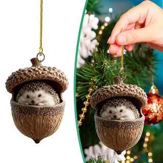 Weihnachtsbaumschmuck Waldtier Eichels Ornamente, Waldtiere Eichels Ornaments, 2D Acryl Weihnachtsornamente Eicheln Schmuck Anhänger Waldtiere Christbaumschmuck Lustig Tier Tannenzapfen (B)