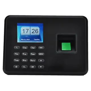 Biometrische Zeiterfassungsmaschine, Fingerabdruck & Passwort, 2,4" LCD, EU-Stecker, schwarz
