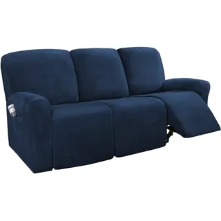 WYJHNLBEDC 8 Stück Sofa/Couch überzug Stretch, Elastischer Sesselschoner aus Dicke Samt für Relaxsessel/Fernsehsessel/Kinosessel 3 Sitzer, Sofaschutz Hund Kratzschutz Katze