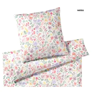 Elegante Seiden-Satin Bettwäsche Gentle - 155x220 cm + 40x80 cm	weiss