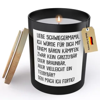 (HANDGEMACHT) Schwiegermutter Geschenk Spruchkerze "Mit Einem Bären Kämpfen" Hochzeit Schwiegermama Geburtstag Muttertag Sojawachs Kerze im Glas Handgemacht Duft Deko Vegan Nachhaltig - ZITRUS