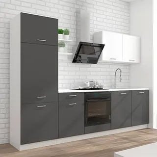 P & B Küchenleerblock, Grau, Weiß, Holzwerkstoff, 1 Schublade(n) Schubladen, seitenverkehrt montierbar, nur wie online abgebildet bestellbar, 270 cm, Küchen, Küchenzeilen & Küchenblöcke, Küchenzeilen ohne Geräte