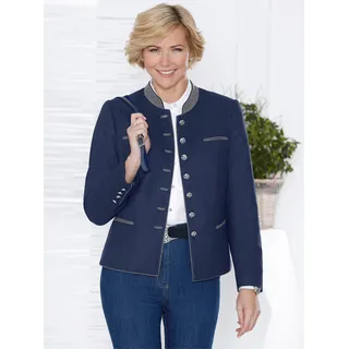 Kurzblazer CLASSIC "Blazer", Damen, Gr. 46, blau (marine), 50% Polyester, 50% Wolle, Langarm, Blazer