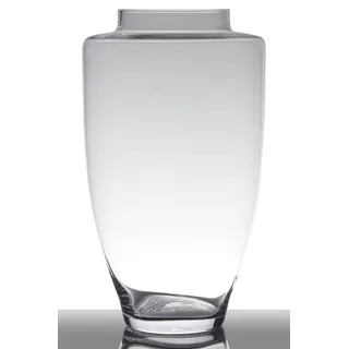 INNA-Glas Bodenvase Glas Lacey, Trichter - rund, klar, 31,5cm, Ø 18cm - Große Vase weiß