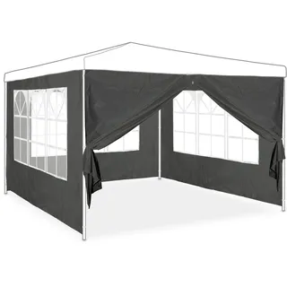 Relaxdays Pavillon Seitenwand 2 x 3 m inkl. 4 Seitenteile Grau