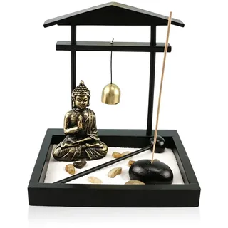 JOSTIVE Zen Garten mit Buddha Figur, Dekor Japanischer Räucherstäbchen Halter Buddha Statue, Dekorativ Zen Garten, für Geschenk, Meditation, Entspannung, Dekor