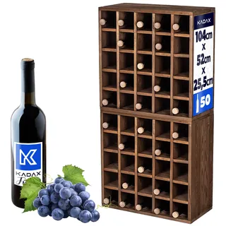 KADAX Weinregal aus Holz, 52 x 25.5 x 104 cm, Weinständer stapelbar, Regal für Flaschen, Weinschrank Natur, rustikal, platzsparend, Made in EU, einfache Montage