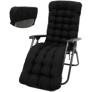 BUTORY Liegenauflage Auflage Gartenliege 170x53x8 cm Auflagen für Deckchair Polsterauflage für Sonnenliege Auflage Polster Kissen für Liegestuhl Dicke Polsterung (Schwarz)