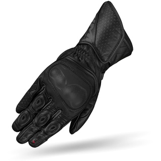 SHIMA ST-3 Motorradhandschuhe Herren - Touchscreen, Sommer, Sport Leder Handschuhe mit Carbon Knöchelprotektor, Handflächen- und Fingerschieber, Verstärkte Handfläche (Schwarz, L)