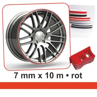 carstyling XXL Zierstreifen Wheel-Stripes rot 7 x 1000 cm