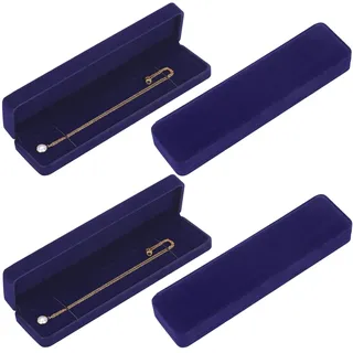 LETURE Schmuckkästchen aus Samt, für Armband, Halskette, Anhänger, kleine lange Schmuck-Uhren-Geschenkbox für Antrag, Hochzeit, Verlobung, Weihnachten, Blau, 4 Stück