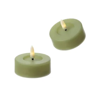 MARELIDA LED Maxi Teelichter XL Outdoor Timer D: 6,8cm grün 2er Set