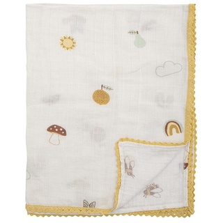 Babydecke Agnes, Bloomingville, 100 x 80 cm, Weiß, aus Baumwolle gelb