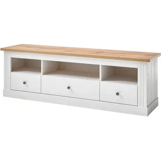 Lowboard OTTO HOME "Westminster", weiß (pinie weiß dekor, applikation wotan eiche dekor), B:160cm H:52cm T:40cm, Sideboards, Lowboard, im angesagten Landhaus-Look