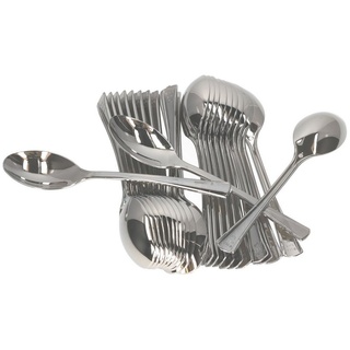 MamboCat Besteck-Set 25er Set Reflections Plastik Löffel in Metall-Optik Einweglöffel, Kunststoff silberfarben