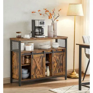 VASAGLE Sideboard 100 x 80 x 33 cm Braun/Schwarz