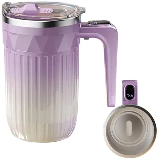 Ylnailky Selbstrührender Becher, 450 ml, elektrischer Mixbecher, mit abnehmbarem Rührer, wiederaufladbar, automatisch, Magnetrührbecher, für Tee, Milch, Schokolade, Getränke, Büro, Zuhause