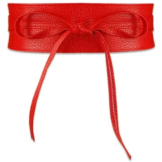 Yurosiay Damen Gürtel 220cm*6.5cm Breite PU-Leder Taillengürtel Damen Schärpe Obi-Gürtel Bindgürtel Bindegürtel Kunstleder Taille Band Vintage Hüftgürtel Stilvolles Accessoire Rot