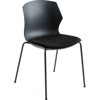 Stapelstuhl MAYER SITZMÖBEL "Stapelstuhl myPRIMO" Stühle Gr. B/H/T: 51 cm x 80,5 cm x 53 cm, Polyester uni, Gestell Anthrazit-Sitz gepolstert schwarz-Rücken Anthrazit + Stahl, schwarz (anthrazit, schwarz, anthrazit) Stapelstühle stapelbar