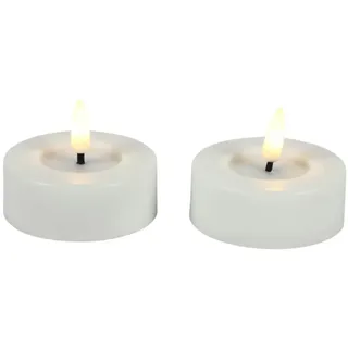 Countryfield LED-Kerze (2-tlg), Teelichter outdoor weiß 3D-Flamme Timer 6,5x5,2cm weiß