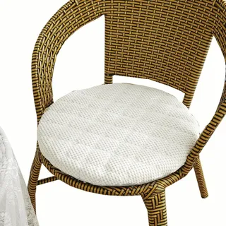 uyeoco Stuhlkissen Rund mit bändern, 30/35/40/50/45cm für Esszimmer Küche Gartenstühle Dick rutschfest für den Außenbereich Boden Sitzkissen Matte Bürostuhl Kissen Waschbar(Beige,1PC_50CM (19.7IN))