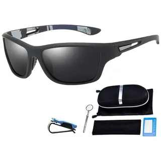 GelldG Sonnenbrille Sport-Sonnenbrille für Herren und Damen zum Fahren Radfahren Skifahren grau