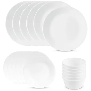 Corelle Geschirr-Set Winter Frost White aus Vitrelle-Glas für 6 Personen 18-teilig, Splitter- und bruchfest