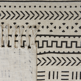 Decke Baumwolle weiß / schwarz 130 x 180 cm orientalisches Muster PANVEL
