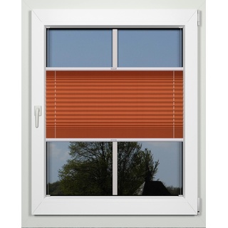 Plissee nach Maß Montage Glasleiste Blickdicht mit Spannschuh Sonnenschutzrollo (orange, Breite 30-40 cm Höhe 40-100 cm)