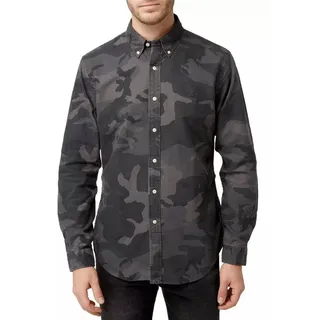 Polo Ralph Lauren Langarmhemd Herren Hemd Camouflage Slim-Fit Slim-Fit-Hemd im Camouflage-Muster mit Button-down-Kragen grau M