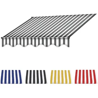 Markise Balkon Ohne Bohren, Klemmmarkise,balkonmarkisen Höhenverstellbare Sonnenschirm-überdachungsleinen 280g Polyester Wasserdicht Schattenabdeckung-Gray+White||2m