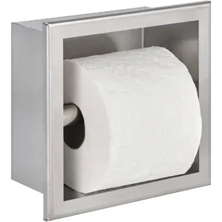 Saqu Square Unterputz Toilettenpapierhalter - Pflegeleicht - Edelstahl - Klopapierhalter - WC ganitur - mit Zubehör und Schrauben