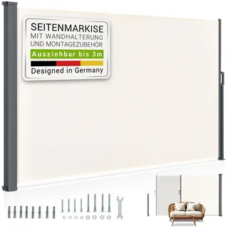 Juskys Seitenmarkise Dubai 180 x 300 cm Beige