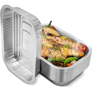 Mamatura Aluschalen Grill [Wiederverwendbar] 100 Aluminium Tropfschalen, Fettauffangschalen Gasgrill | Weber Grill Zubehör | Alu Grillschalen 15x22 cm