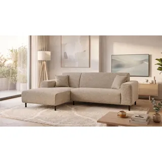 OTTO home Ecksofa ARROS L-Form mit Wellenunterfederung, Maße B/T/H: 235/163/81 cm, incl. Zierkissen, mit Recamiere rechts/links bestellbar, auch in Cord braun